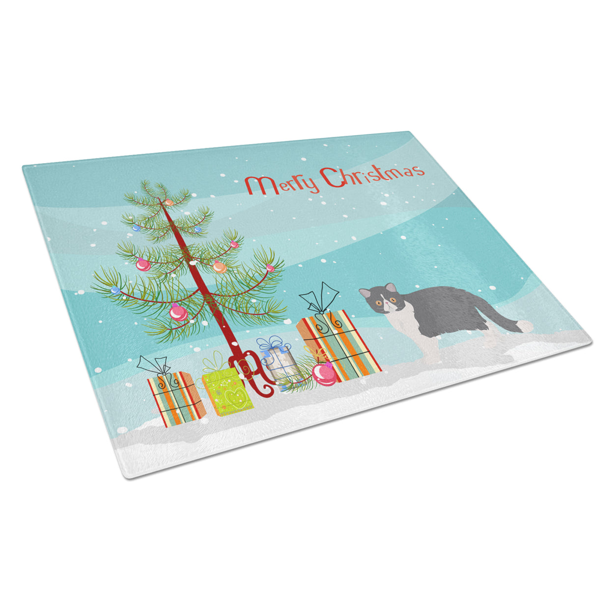 Carolines Treasures CK4621LCB Exotic Shorthair 2 Cat Merry Christmas Glass Cutting Board Large, 12H x 16W, multicolor