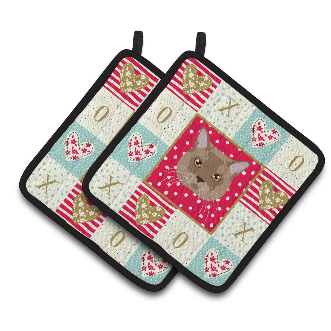 European Burmese Cat Love Pair of Pot Holders
