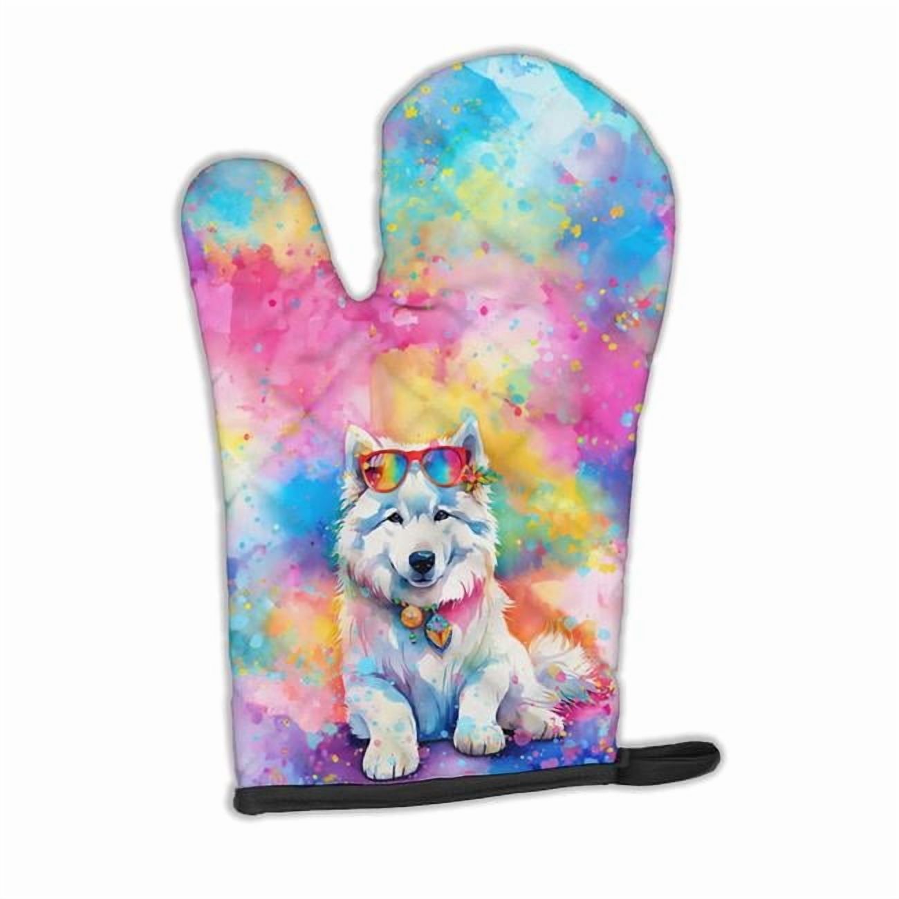 Carolines Treasures DAC2551OVMT 12 x 8.5 in. Unisex Samoyed Hippie Dawg Polyester Oven Mitt