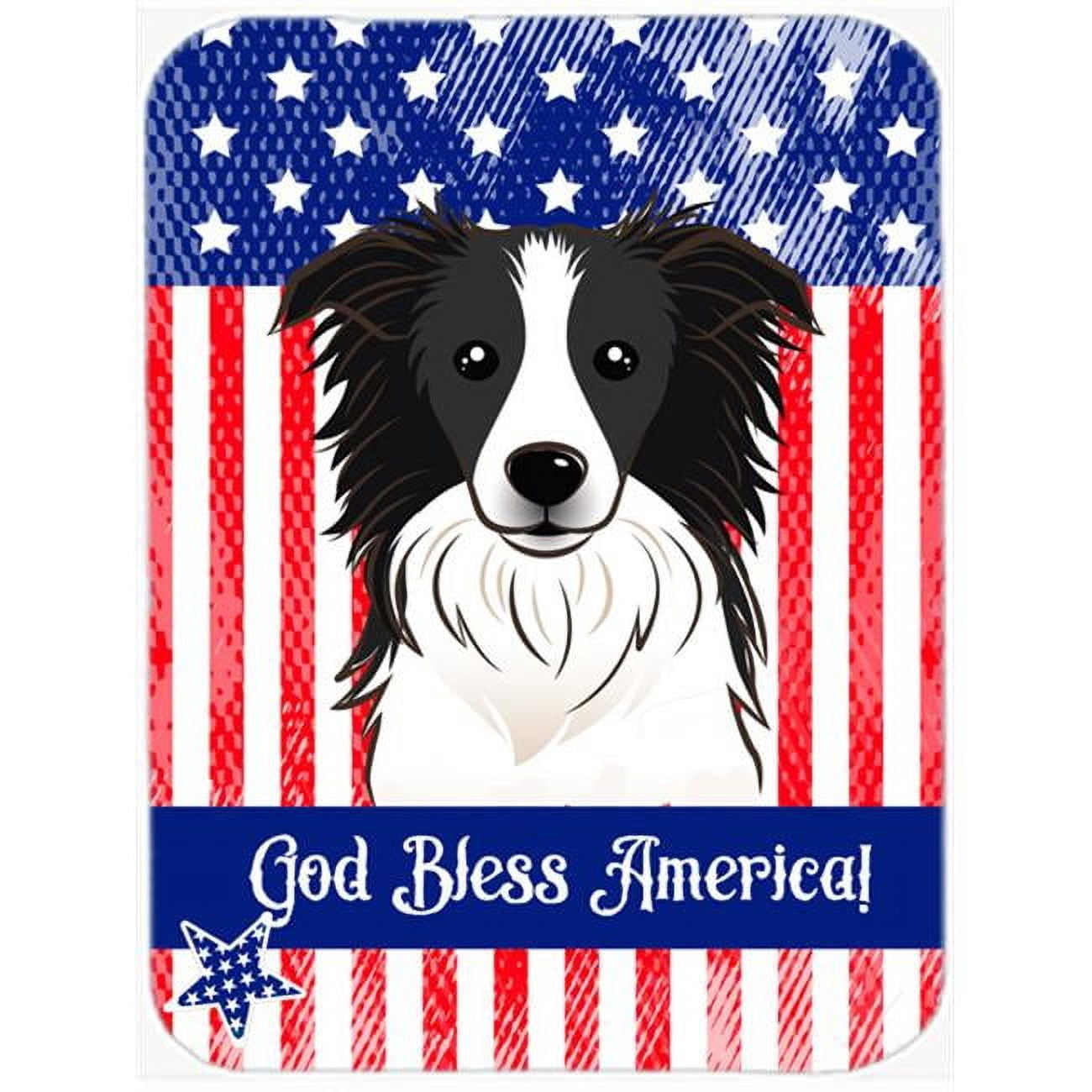 Carolines Treasures Flag and Border Collie Glass Cutting Board Large 12H x 16W multicolor