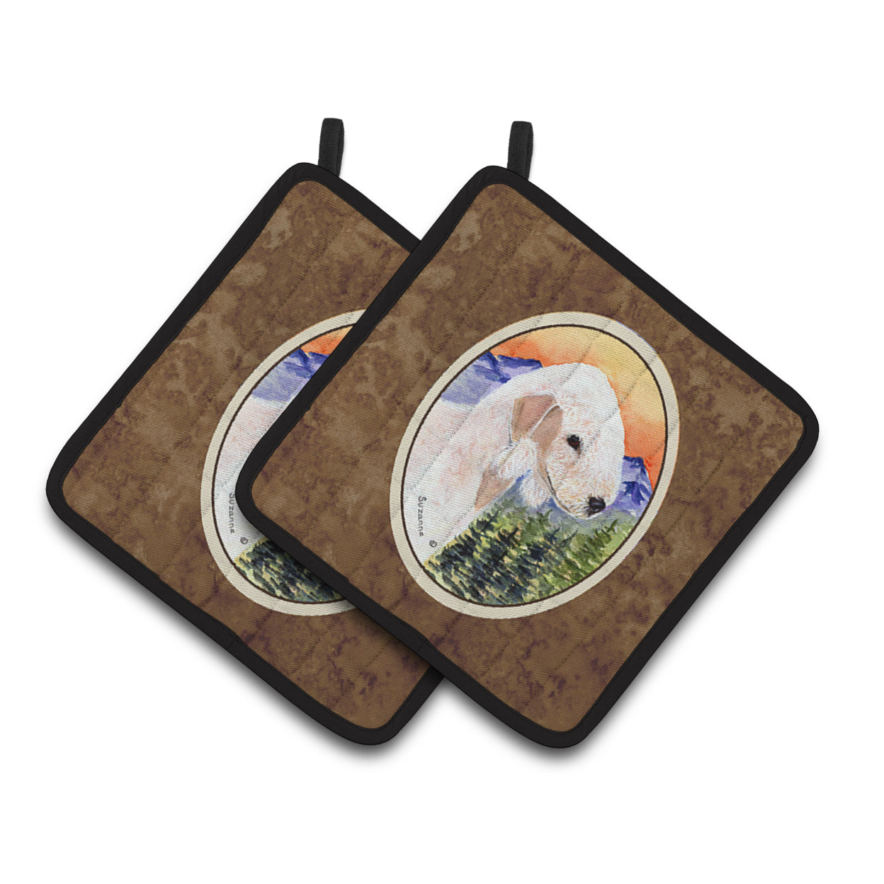 Carolines Treasures SS8158PTHD Bedlington Terrier Pair of Pot Holders, 7.5HX7.5W, multicolor