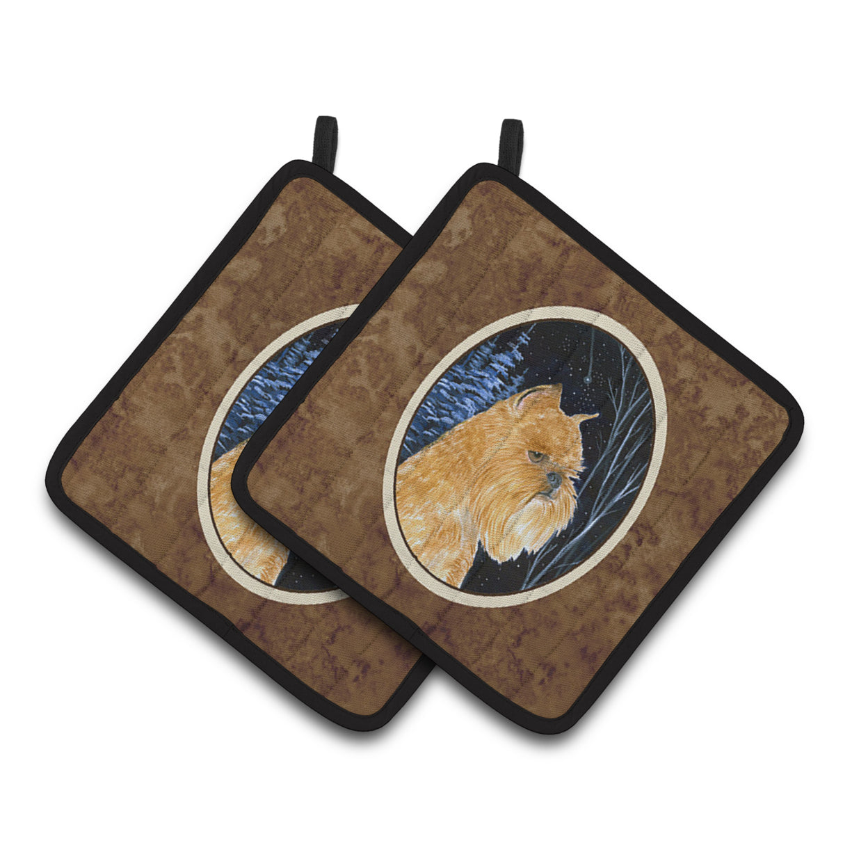 Starry Night Brussels Griffon Pair of Pot Holders