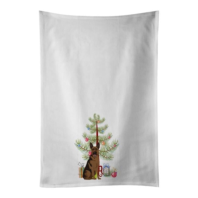 Carolines Treasures WDK3062WTKT 28 x 19 in. Unisex German Shepherd Black & Tan No.2 Christmas White Dish Towels Kitchen Towel - Set of 2
