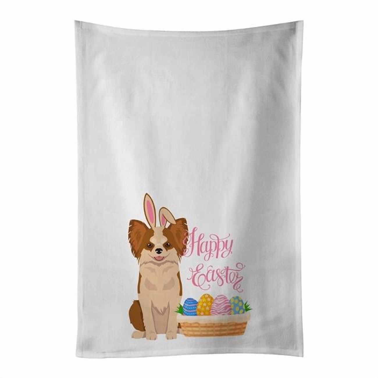 Carolines Treasures WDK4965WTKT 28 x 19 in. Longhaired Red & White Chihuahua Easter White Kitchen Towel, Set of 2