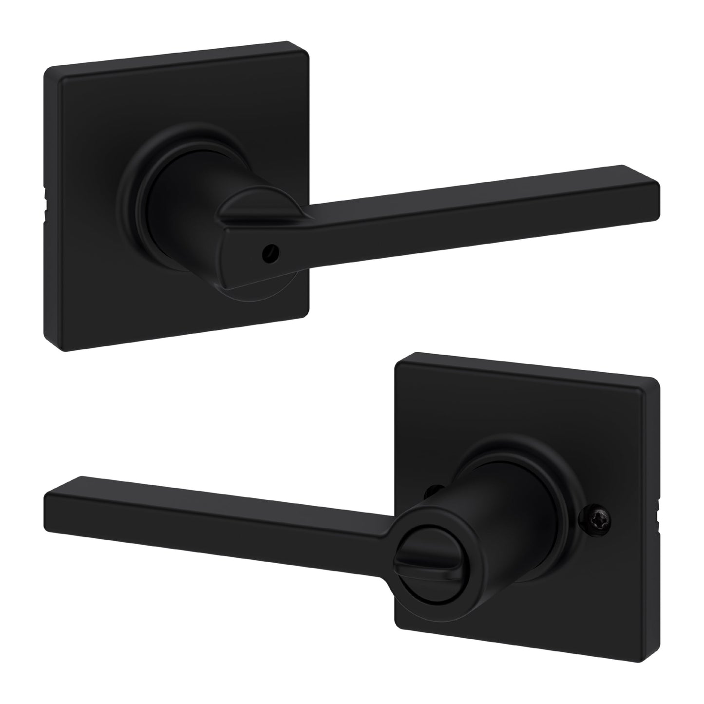 Kwikset Casey Square Privacy Lever Doorknob Matte Black - Contains 2 Levers