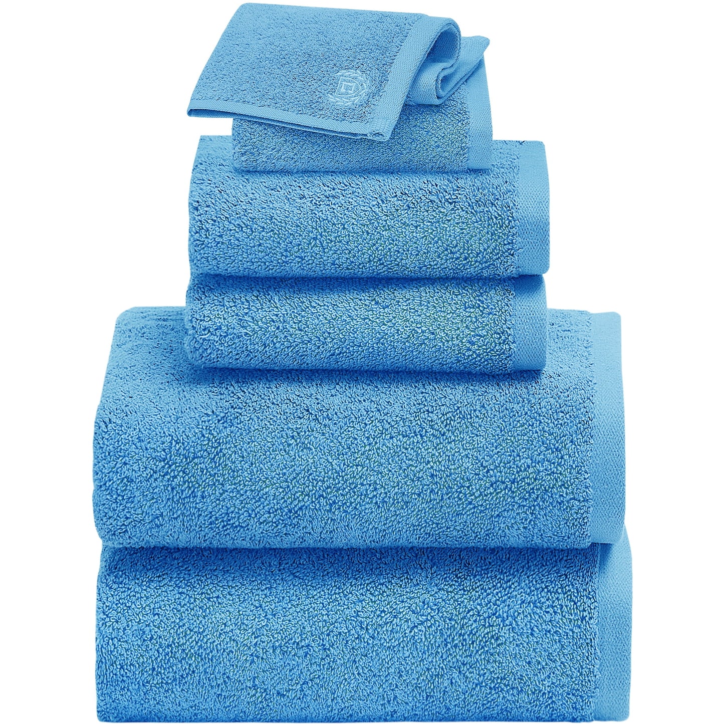 Chaps Juegos de Toallas de Baño de 6 Piezas para Baño - Juego de Toallas de Algodón Hilado en Anillo - Azul