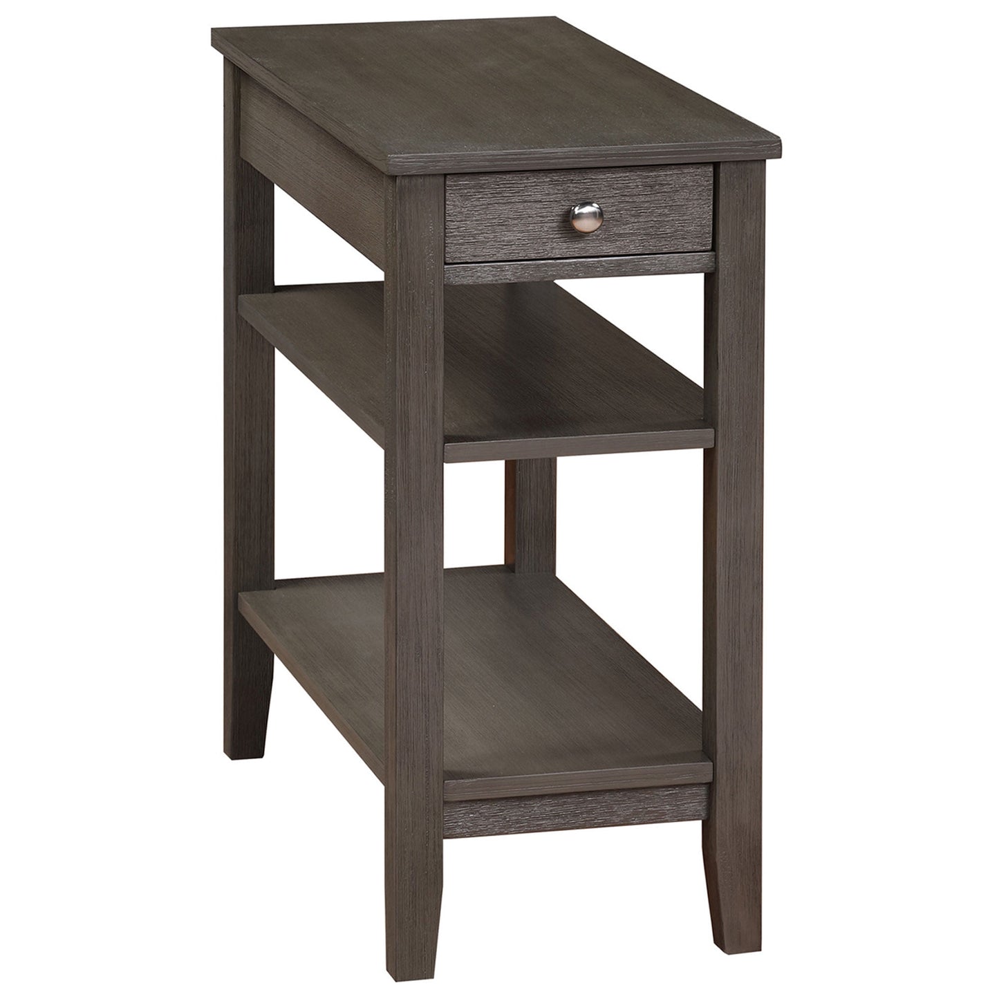 Convenience Concepts American Heritage 1 Drawer Chairside End Table with Charging Station and Shelves, Black