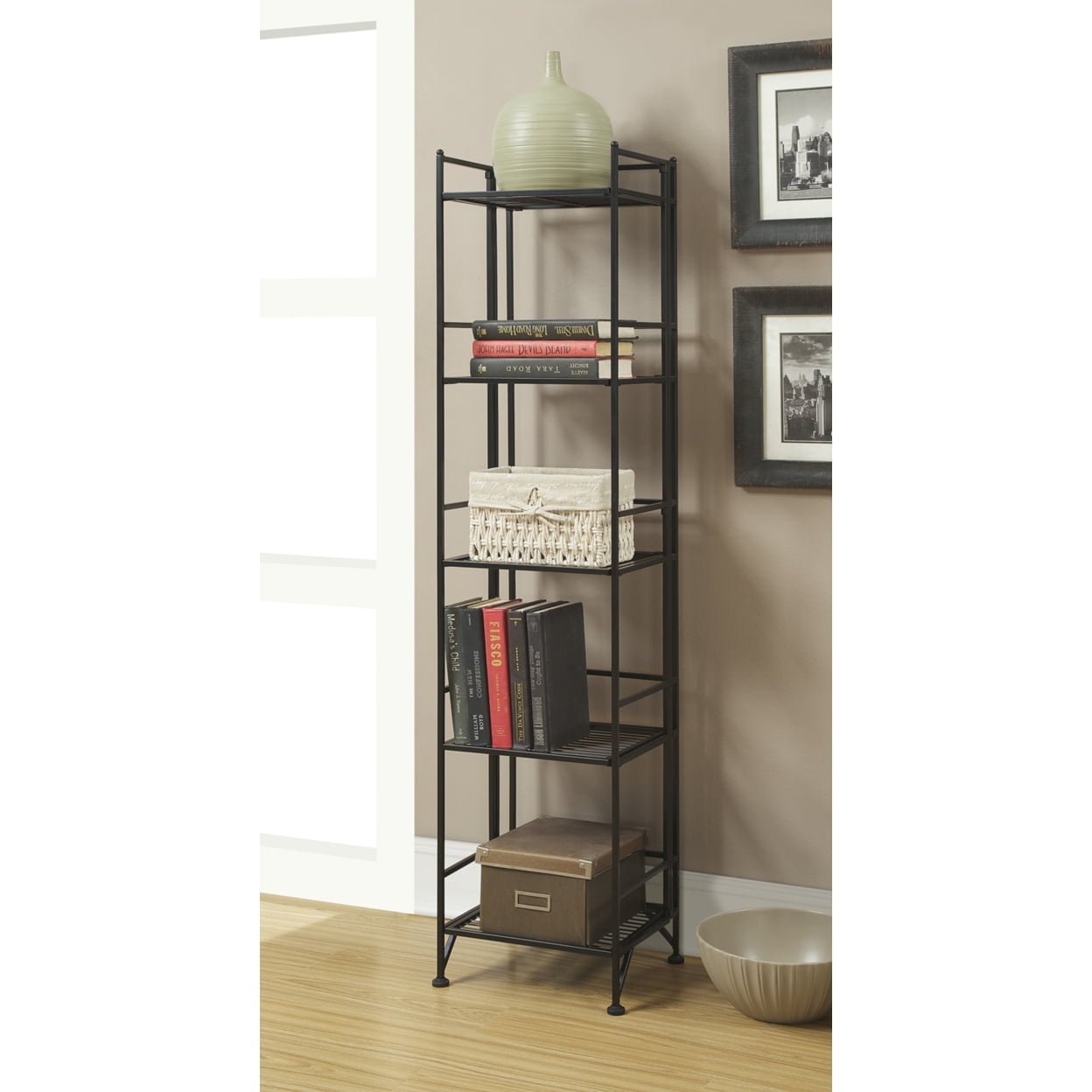 Convenience Concepts Xtra Storage Estante Plegable de Metal de 5 Niveles, Color Espuma de Mar