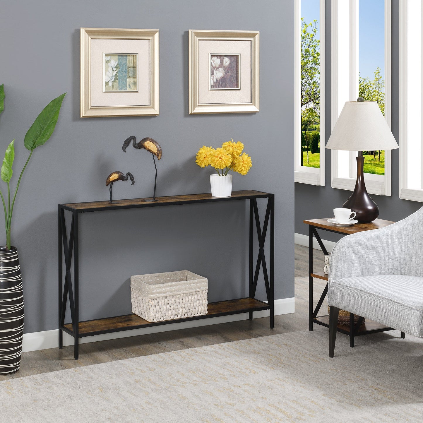 Convenience Concepts Tucson Console Table, Barnwood/Black