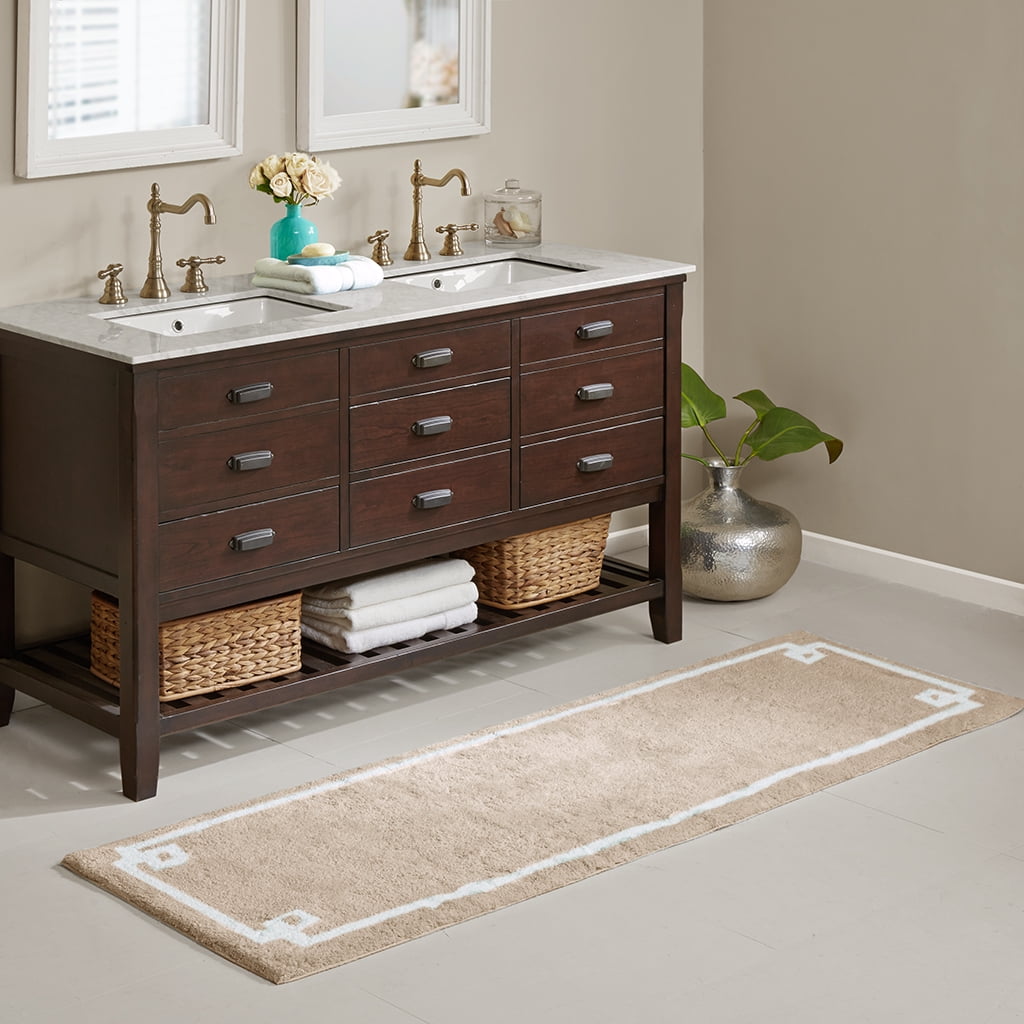 Cotton Tufted Bath Rug 24x72 Inches Medium Pile Bathroom Rug Soft Comfortable Bath Mat with Non-Slip Latex Backing Hotel Style Decorative Rug for Bathroom Shower Tub