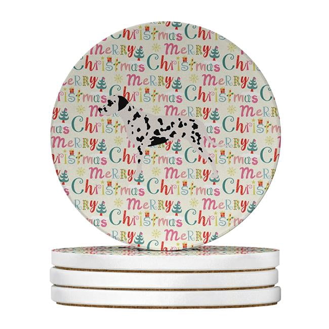 Dalmatian Merry Christmas Large Sandstone Coasters Pack of 4 4 in x 4 in