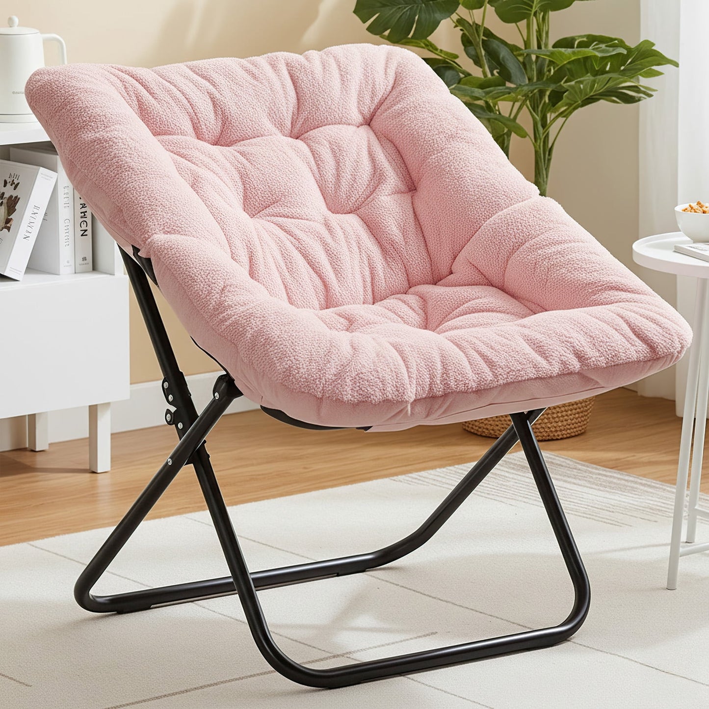 EDX Silla Cómoda para Adultos, Salón Plegable de Piel Sintética Suave para Dormitorio Sala de Estar Dormitorios Silla de Lectura Flexible