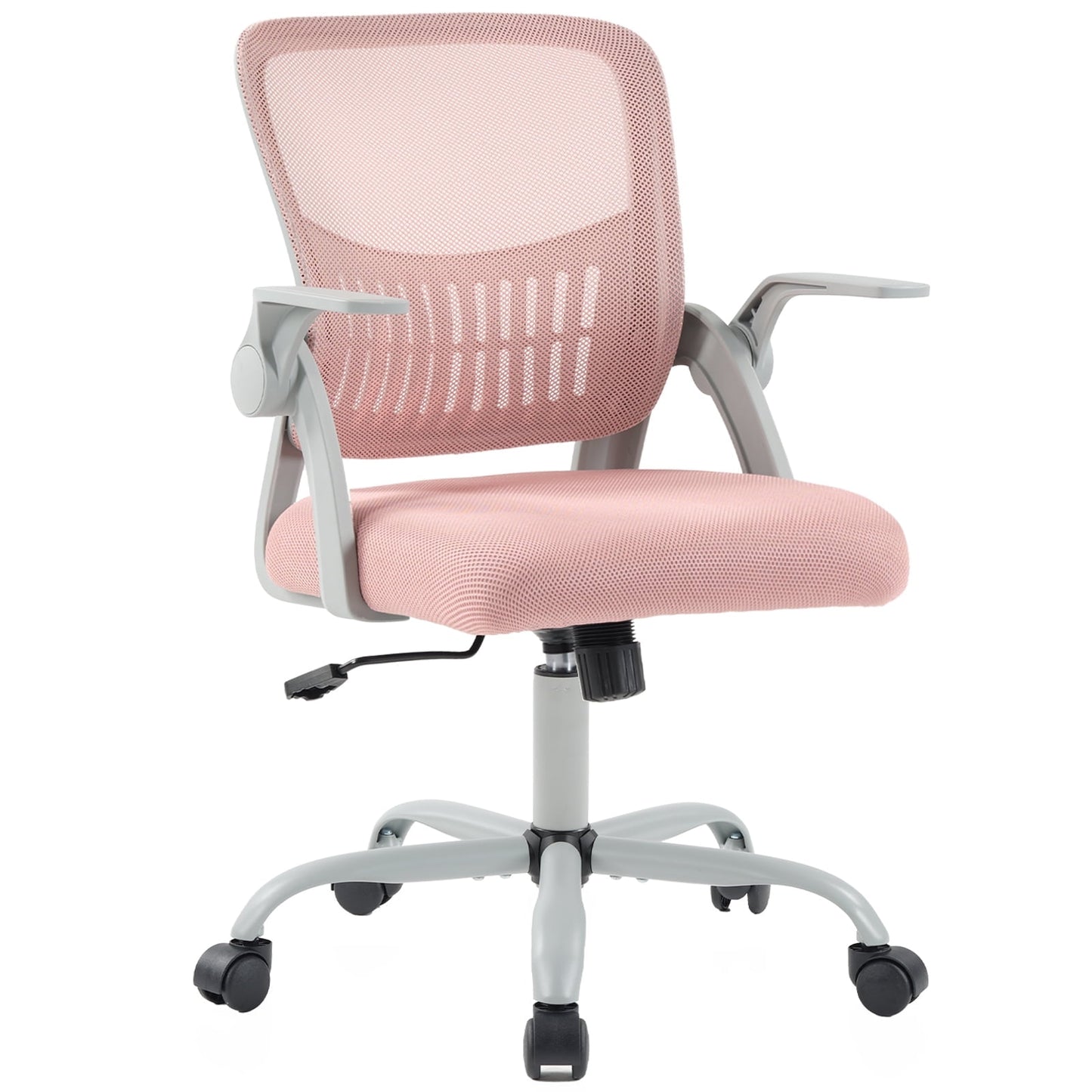 EDX Desk Chair with Ergonomic Lumbar Support, Flip-Up Armrests & Removable Footrest - 250lbs Capacity, Suitable for Home, Office, Bedroom, Pink
