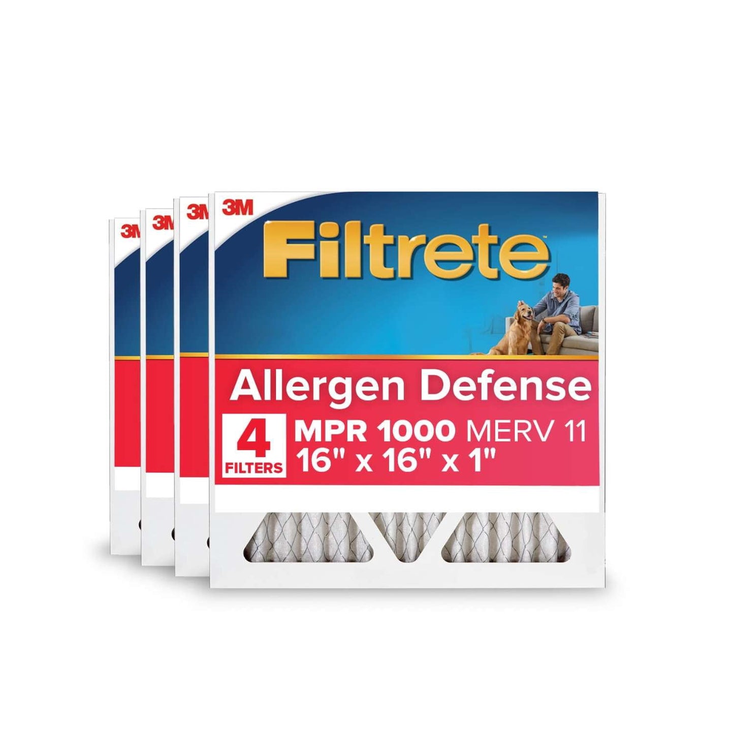 Filtrete 16x16x1 HVAC Furnace Air Filter, MPR 1000 MERV 11, Allergen Defense, 6 Pack
