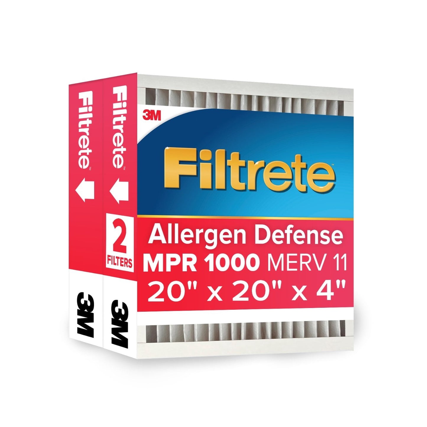 Filtrete 20x20x4 HVAC Furnace Air Filter, MPR 1000 MERV 11, Allergens & Pet Dander, 2 Pack