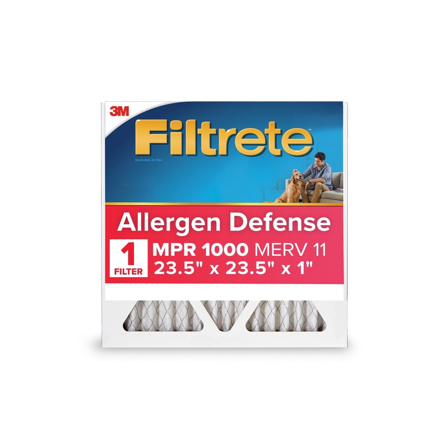 Filtrete 23.5x23.5x1 HVAC Furnace Air Filter, MPR 1000 MERV 11, Allergen Defense, 6 Pack