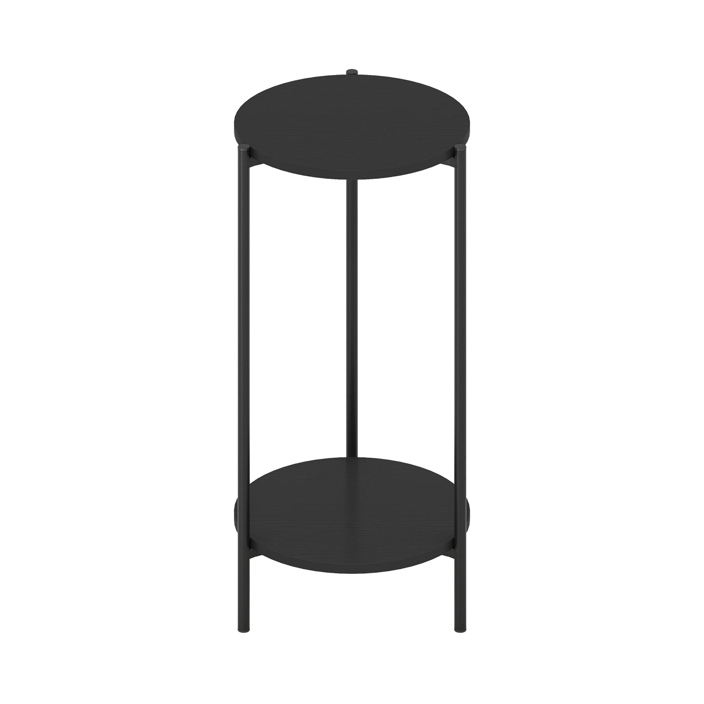 Furinno Besi 2-Tier Modern Tall Round Side End Table with Sturdy Metal Legs, Americano