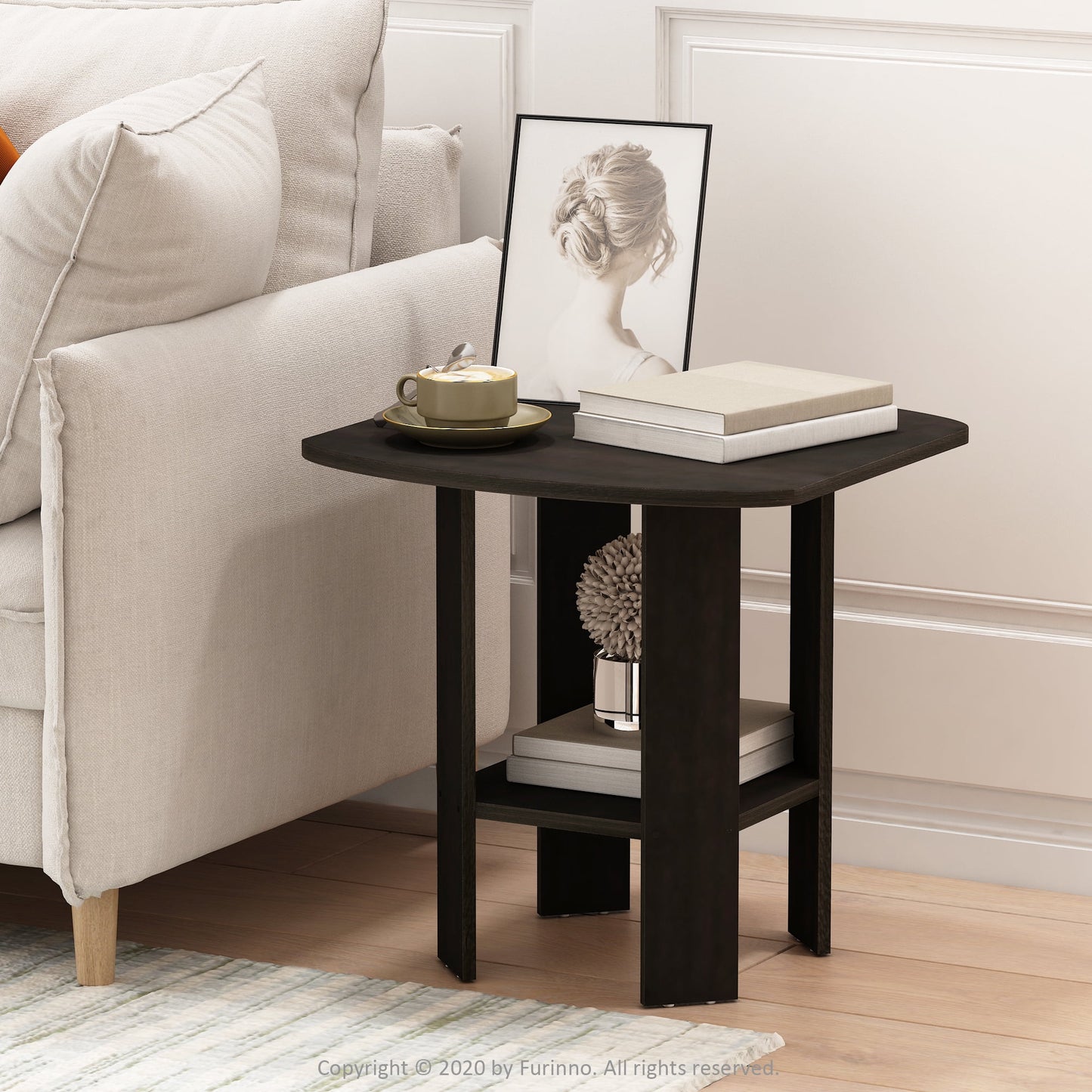 Furinno Mesa Auxiliar Contemporánea de Madera Industrializada de Diseño Simple en Espresso