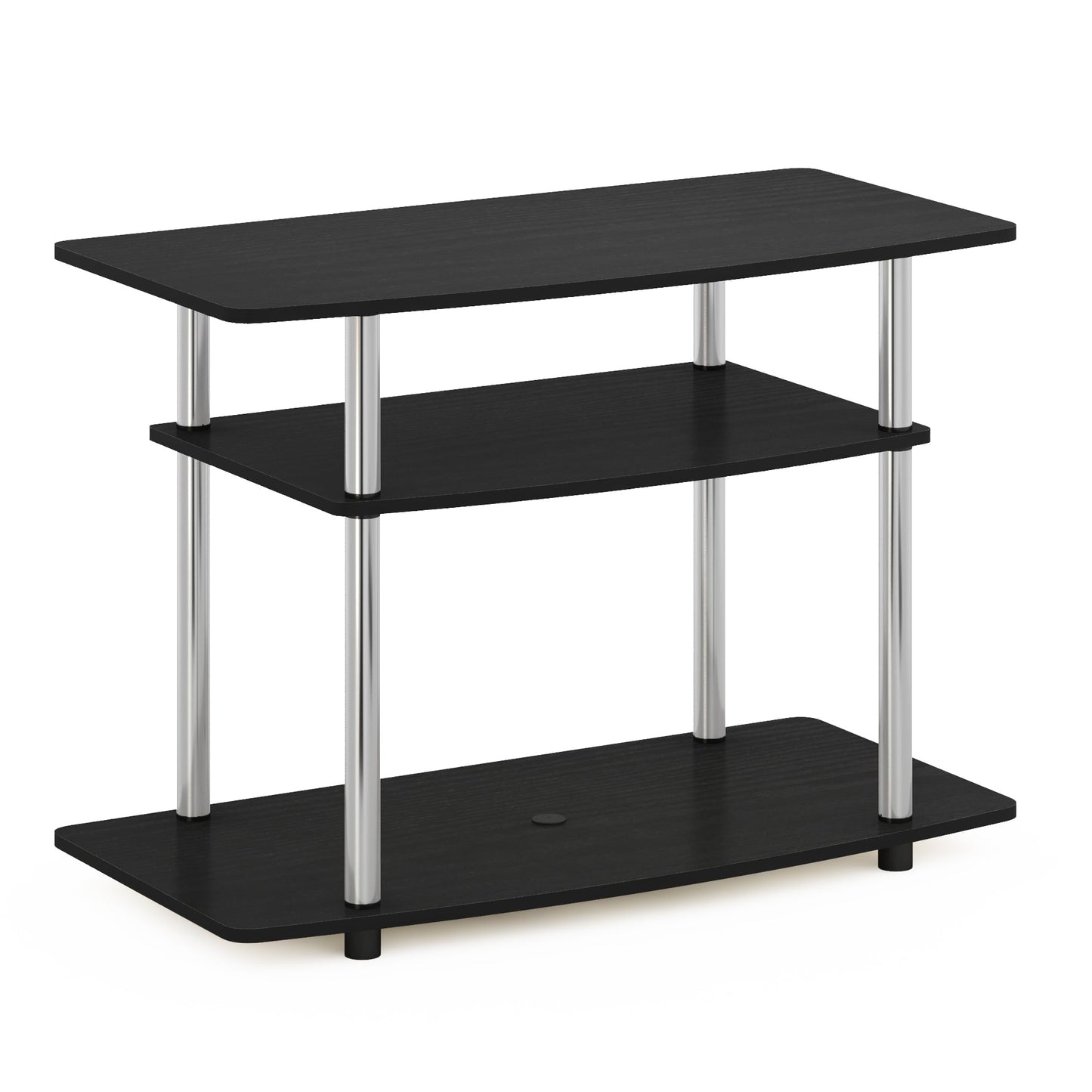 Furinno TURN-N-TUBE No Tools 3-Tier TV Stands in Americano Stainless Steel Tubes
