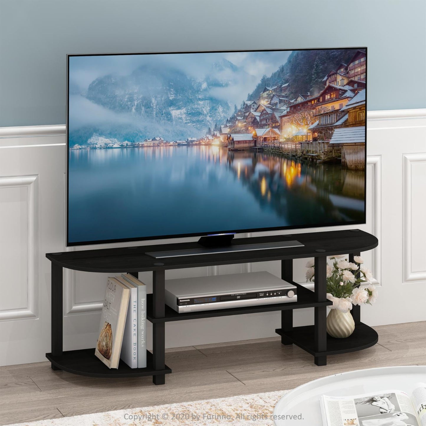 Furinno 11058EX/BK Turn-S-Tube Wide TV Entertainment Center, Espresso/Black