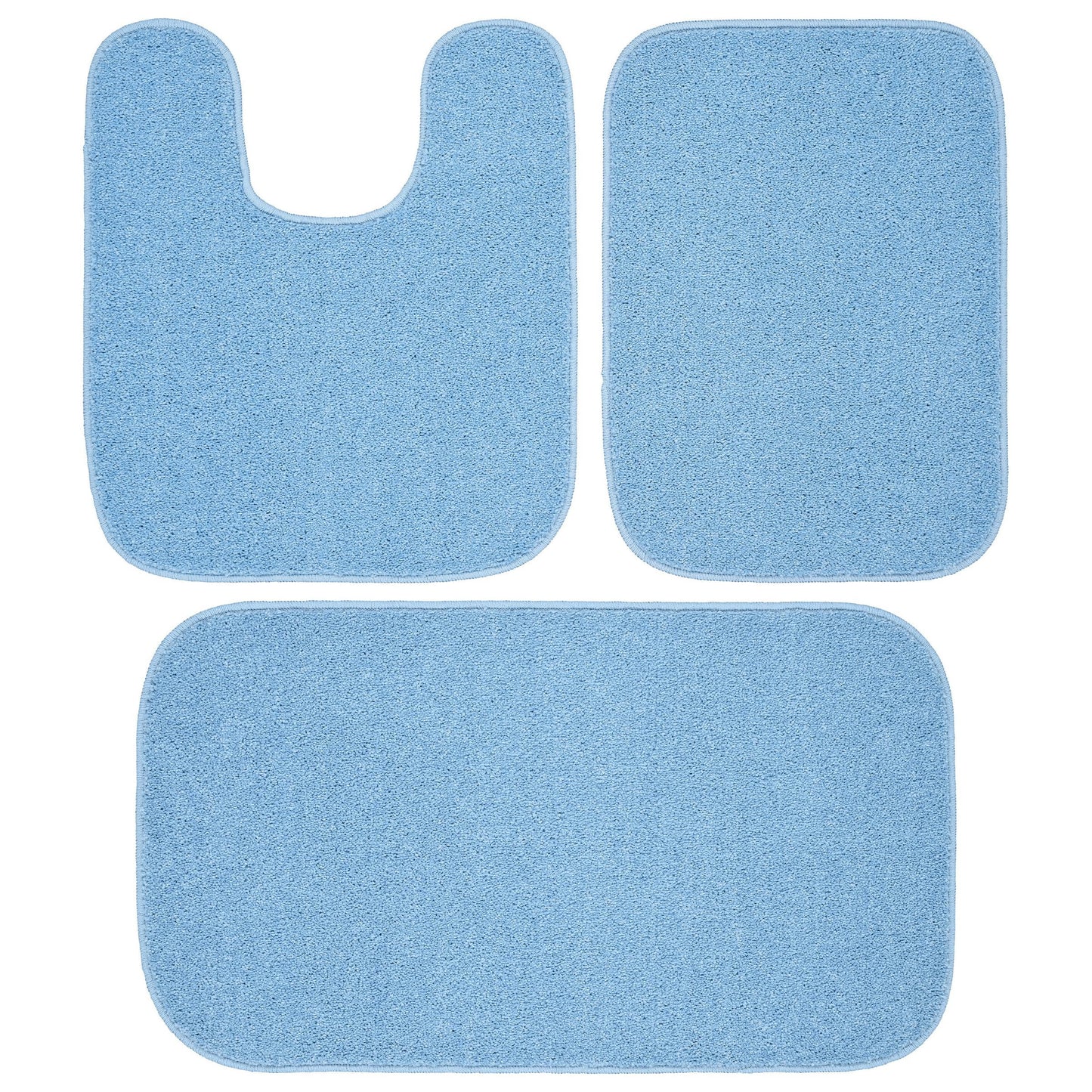 Garland Rug Sedona Washable Bath Rug Set, 3 Piece Set (2 Bath Rugs, & Contour Rug) Basin Blue