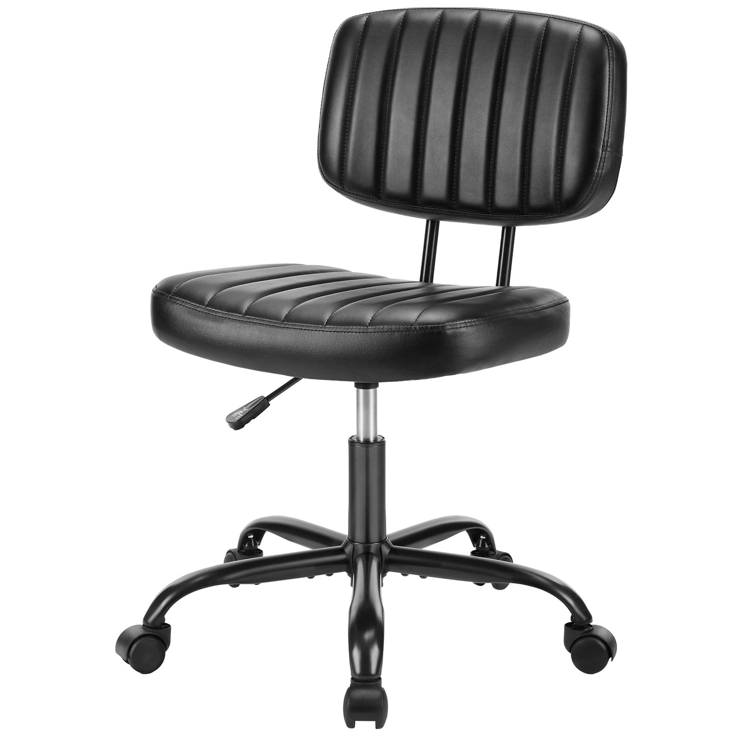 Gianna Armless Office Desk Chair with Adjustable Height, 360°Swivel, and Computer Chair with Lumbar Support, Black