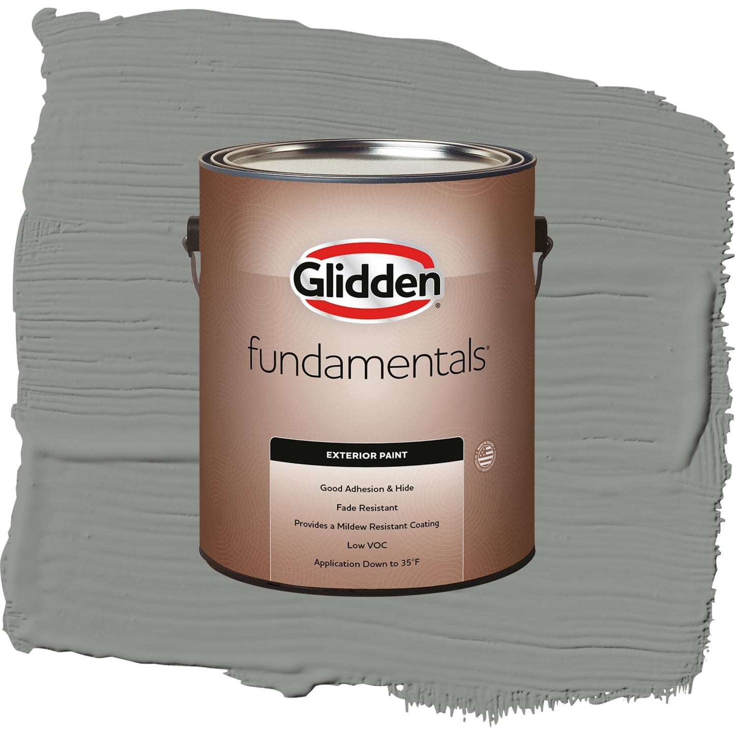Glidden Fundamentals Phoenix Fossil / Gray, Semi-Gloss Exterior Paint, 1 Gallon