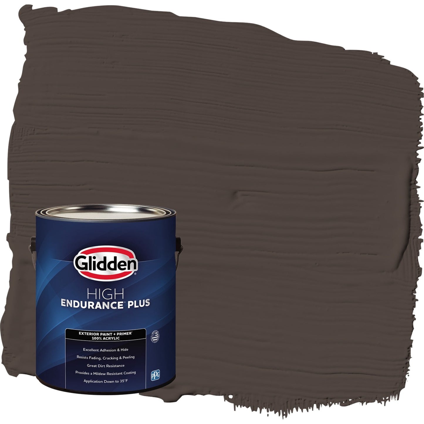 Glidden HEP Dark Granite / Brown Flat Exterior Paint with Primer, 1 Gallon