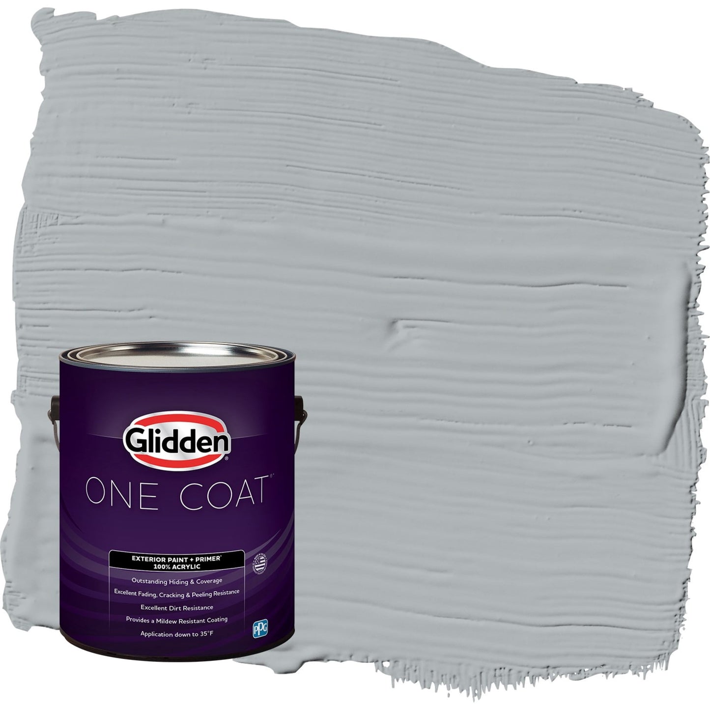 Glidden One Coat Stargazer / Gray Semi-Gloss Exterior Paint with Primer, 1 Gallon