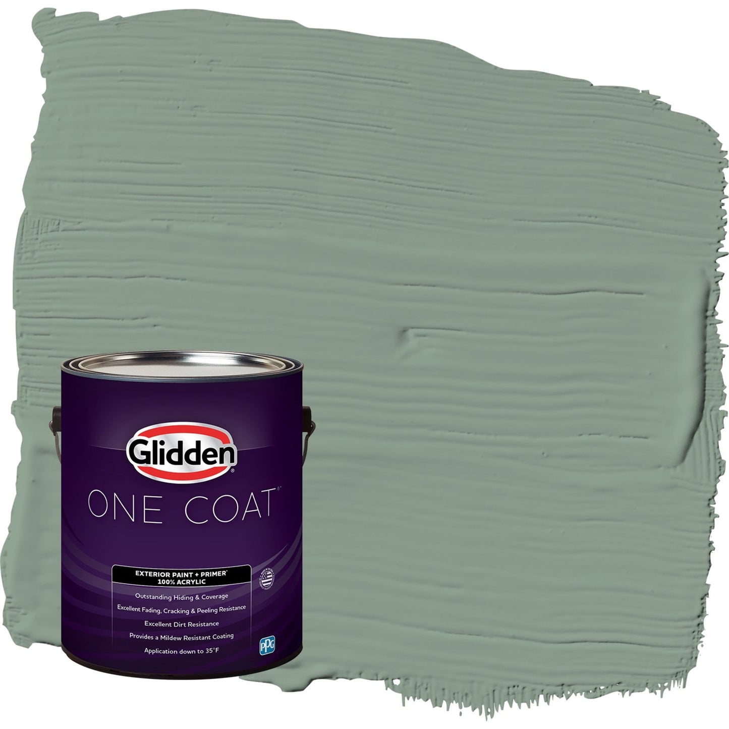 Glidden One Coat Birch Forest / Green Satin Exterior Paint with Primer, 1 Gallon