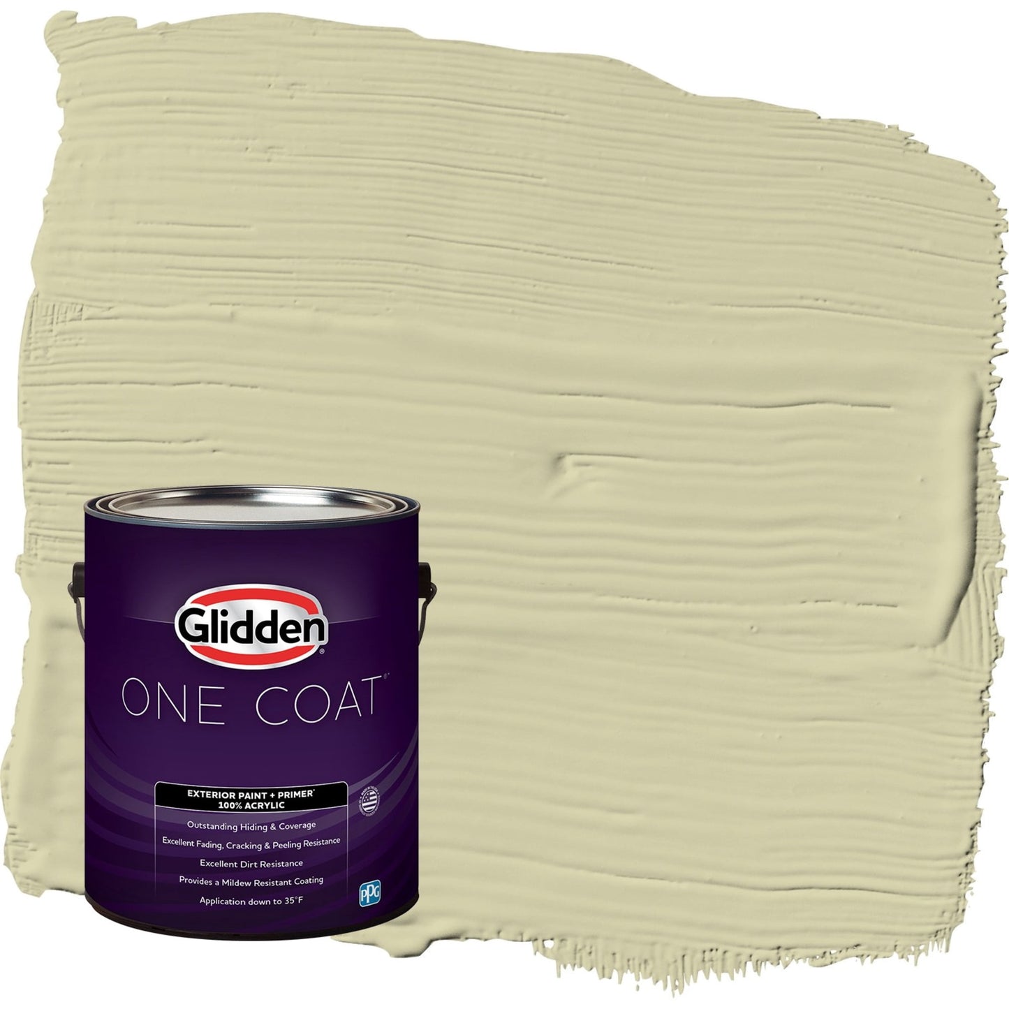 Glidden One Coat Canary Grass / Green Flat Exterior Paint with Primer, 1 Gallon