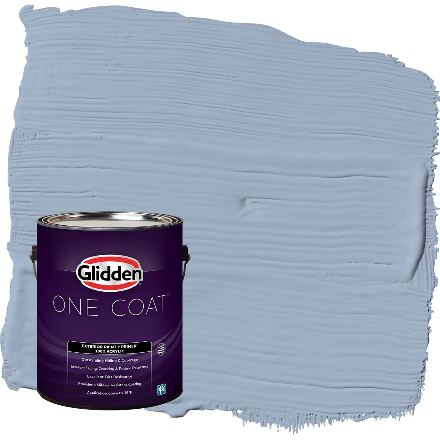 Glidden One Coat Sterling Silver / Blue Semi-Gloss Exterior Paint with Primer, 1 Gallon