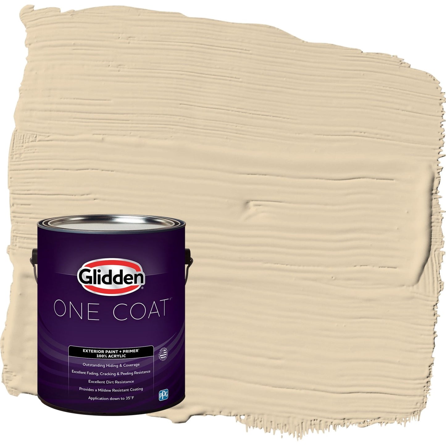 Glidden One Coat Almond Cream / Beige Semi-Gloss Exterior Paint with Primer, 1 Gallon