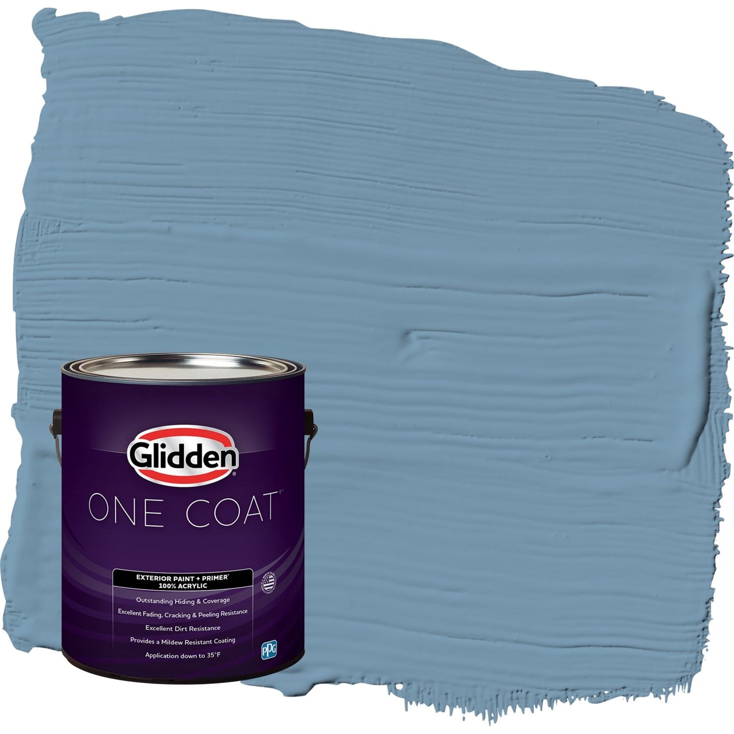 Glidden One Coat American Anthem / Blue Flat Exterior Paint with Primer, 1 Gallon