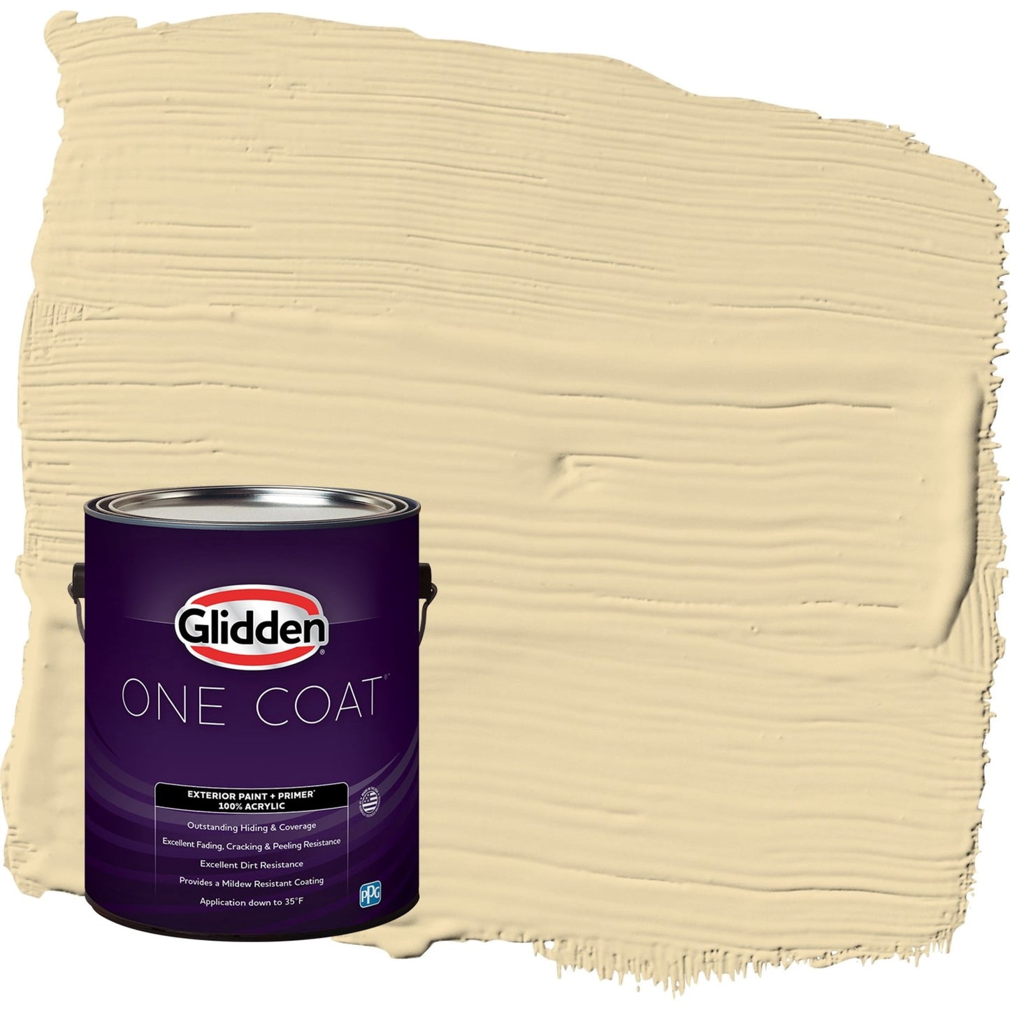 Glidden One Coat Caramelized Pears / Yellow Satin Exterior Paint with Primer, 1 Gallon