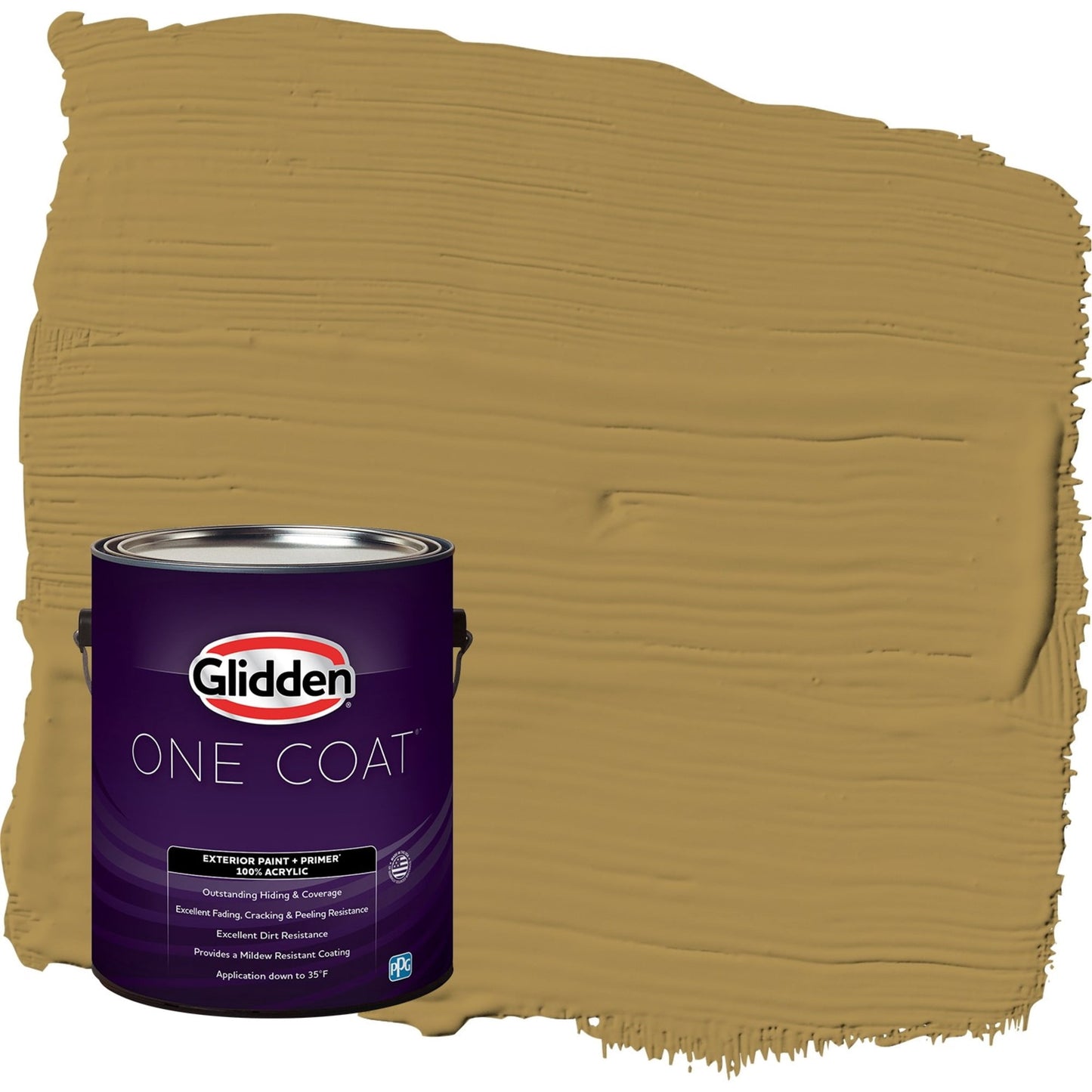 Glidden One Coat Graceful Gazelle / Brown Satin Exterior Paint with Primer, 1 Gallon