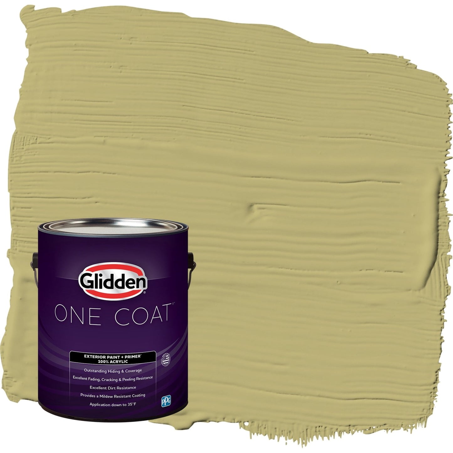 Glidden One Coat Gracious Glow / Green Semi-Gloss Exterior Paint with Primer, 1 Gallon