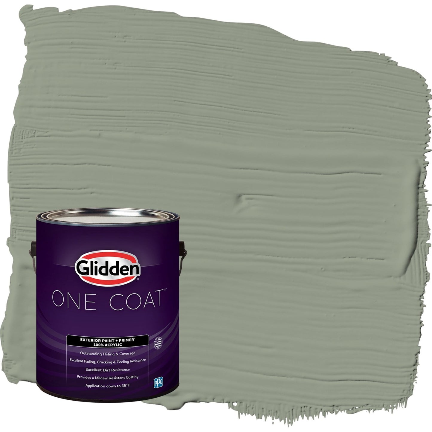 Glidden One Coat Green Tea Leaf / Green Satin Exterior Paint with Primer, 1 Gallon