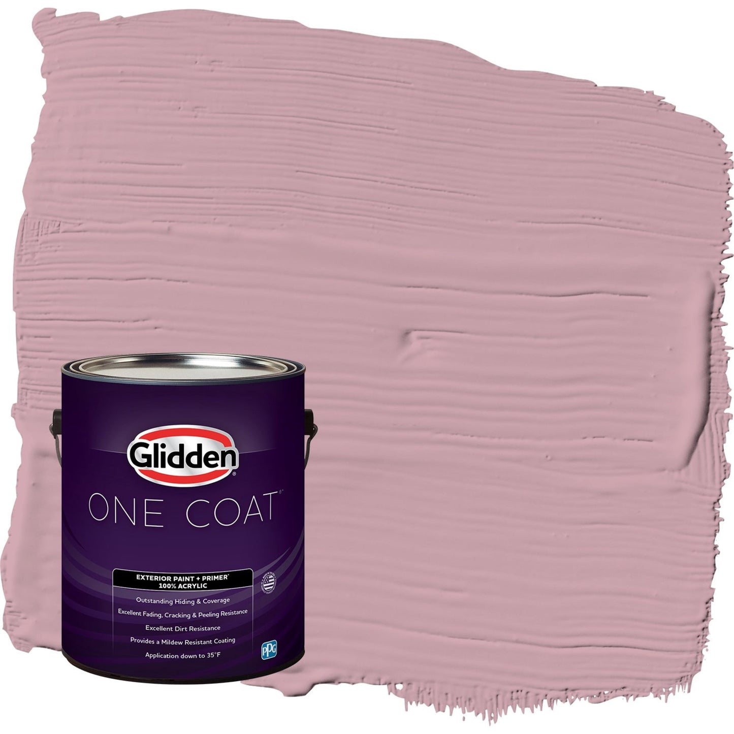 Glidden One Coat Lighthearted Rose / Purple Semi-Gloss Exterior Paint with Primer, 1 Gallon