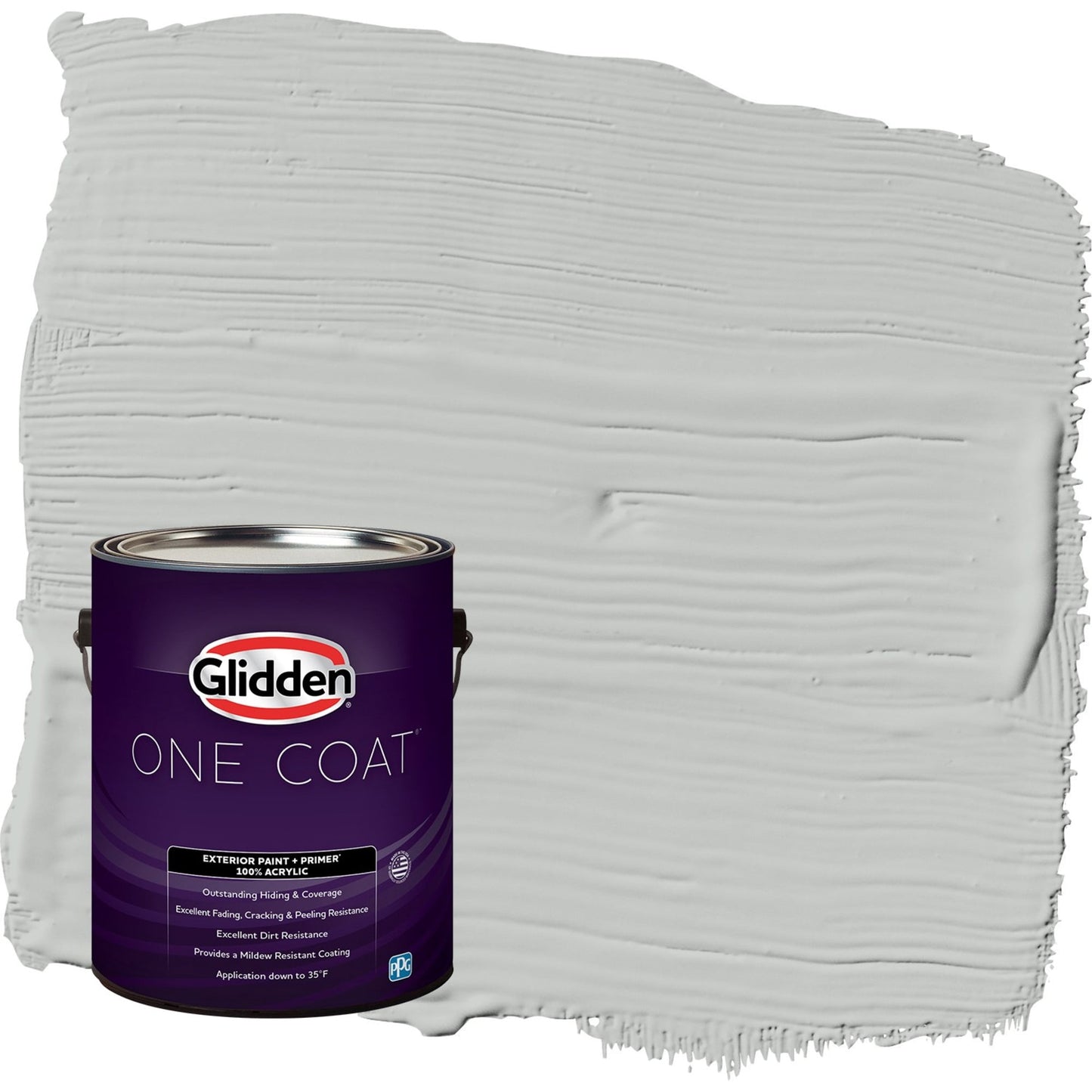 Glidden One Coat Solitary State / Gray Flat Exterior Paint with Primer, 1 Gallon