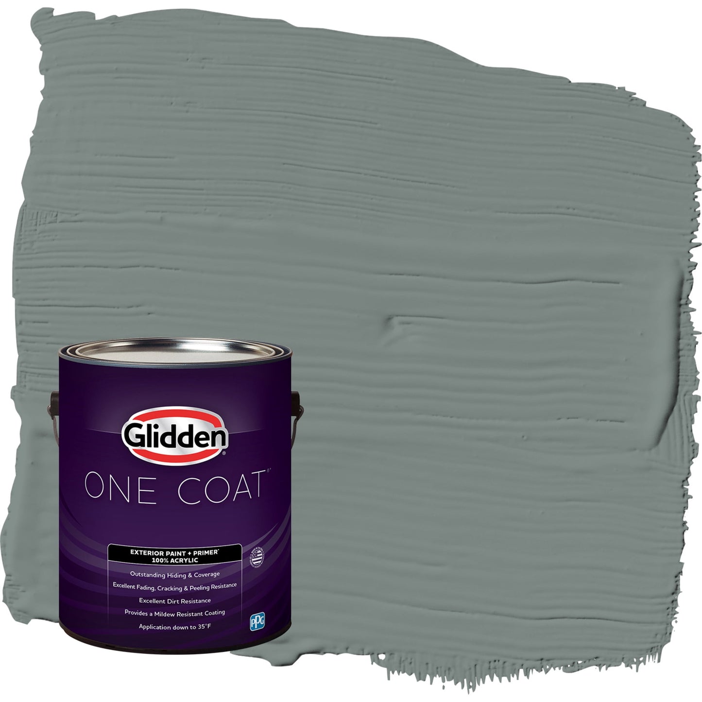 Glidden One Coat Thunderbolt / Gray Flat Exterior Paint with Primer, 1 Gallon
