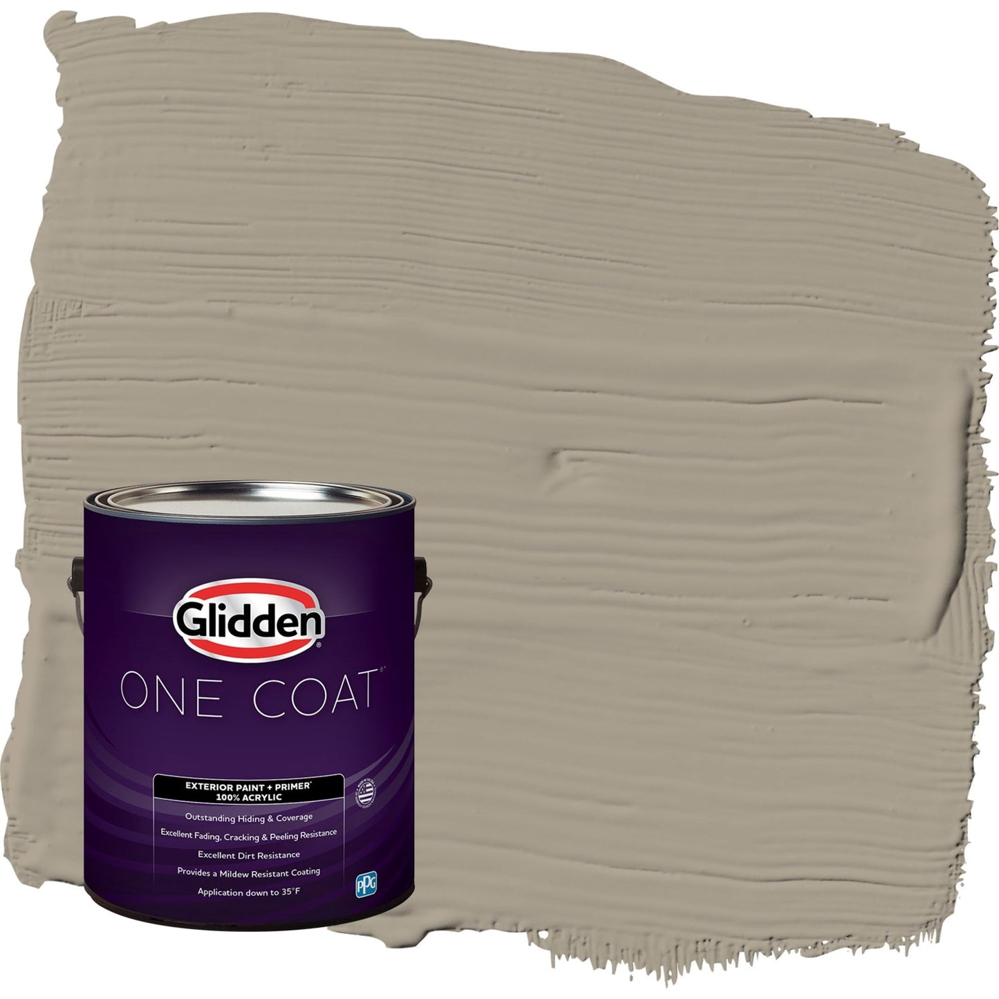 Glidden One Coat Stonehenge Greige / Gray Flat Exterior Paint with Primer, 1 Gallon