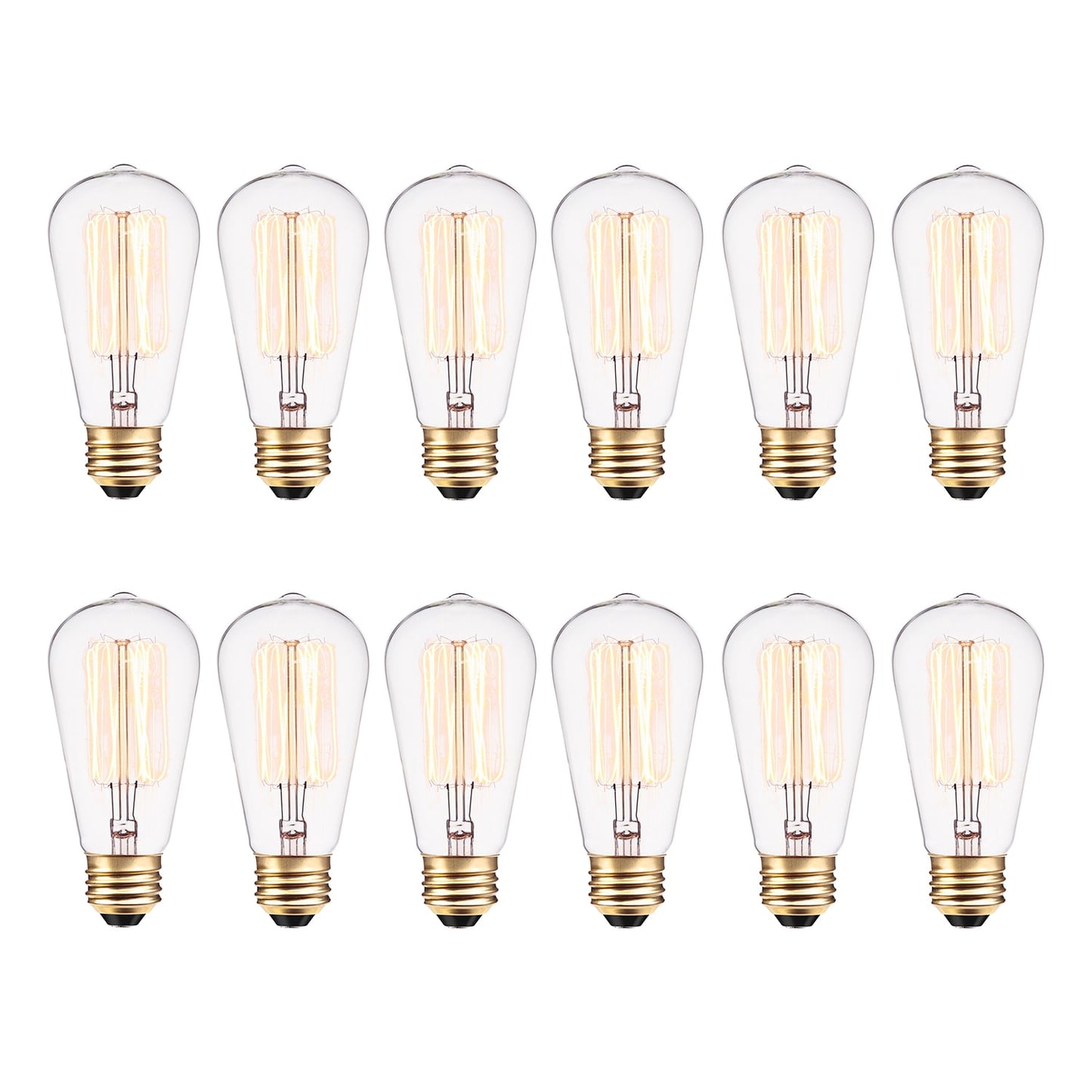 Globe Electric 40W Vintage Edison S60 Squirrel Cage Incandescent Filament Light Bulb (12-Pack), 313242