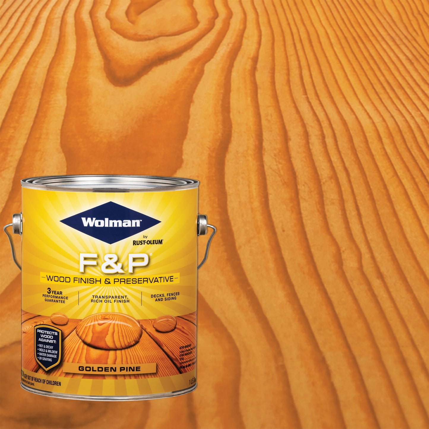 Golden Pine, Wolman Satin F & P Wood Finish and Preservative Golden Pine Semi-transparent Exterior Wood Stain - Gallon, 1 Pack