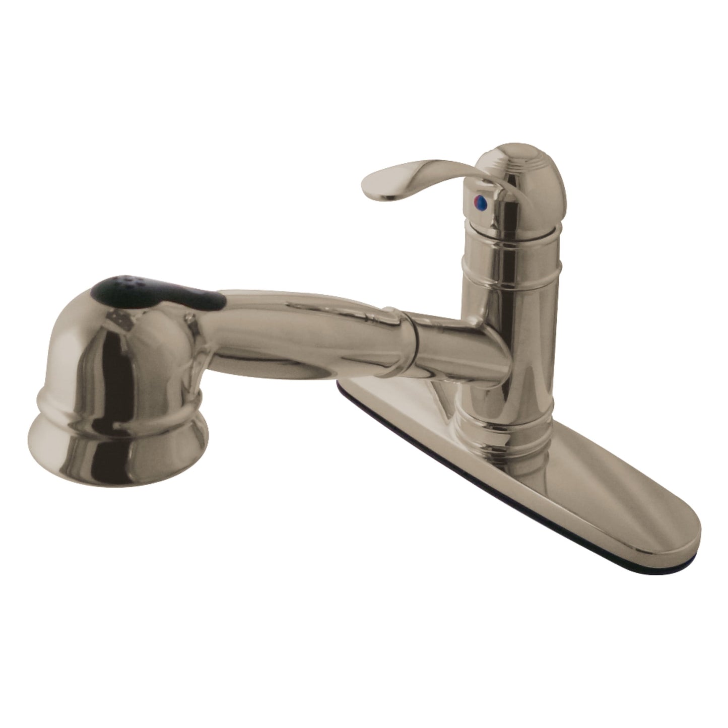 Kingston Brass GSC7578WEL Single-Handle 1-or-3 Hole Deck Mount Pull-Out Sprayer Kitchen Faucet in Brushed Nickel
