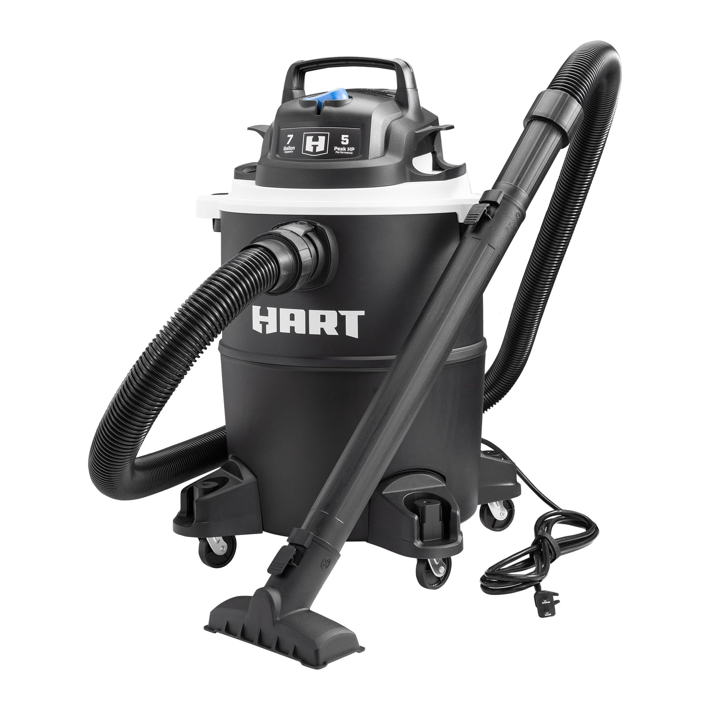 HART VOC708PF 3701 Aspiradora Húmedo/seco de 7 Galones y 5 Picos HP de Poli con Función de Soplador
