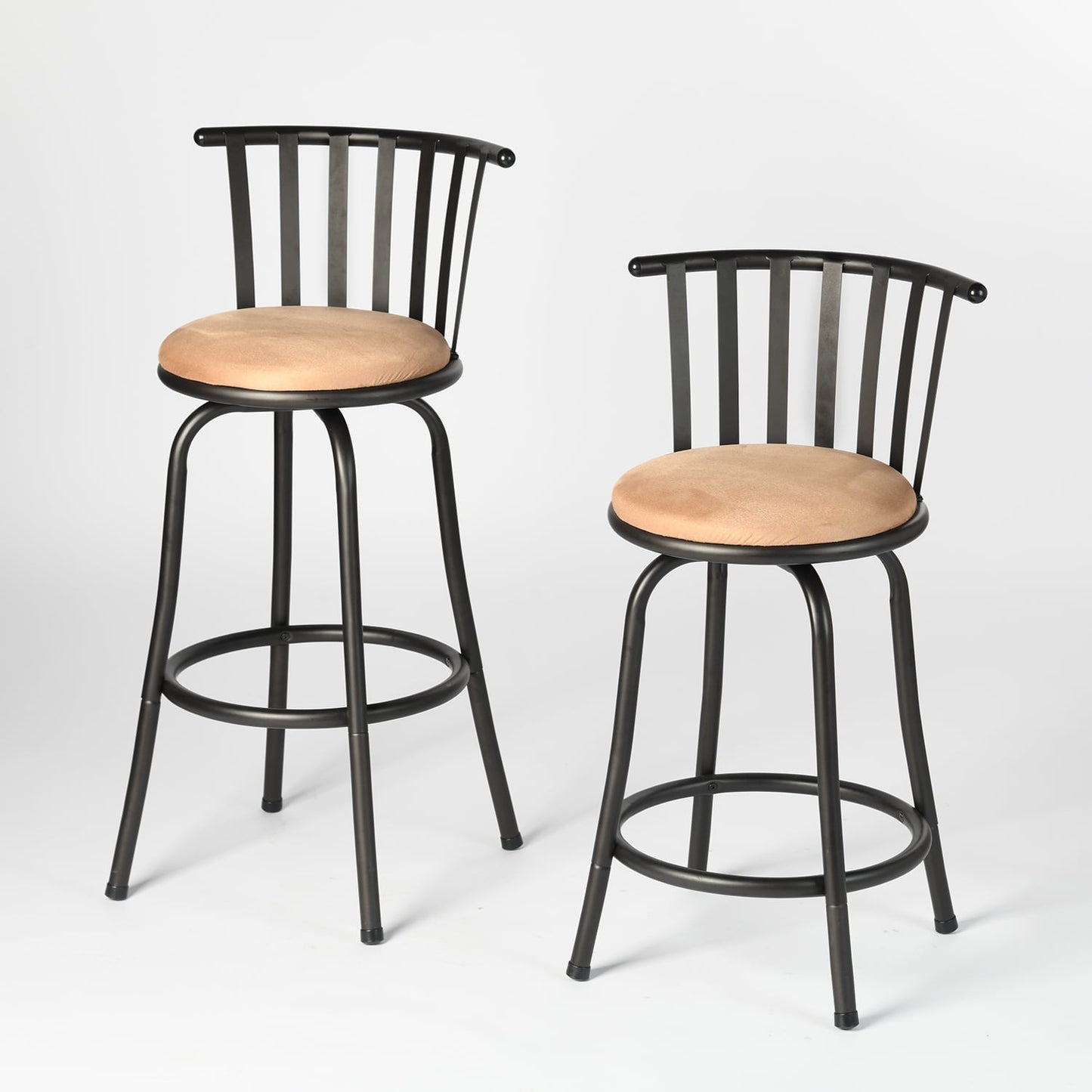 Homy Casa Swivel Bar Stools Set of 3, 24 inch Counter Height Stools for Home Kitchen Island, Brown