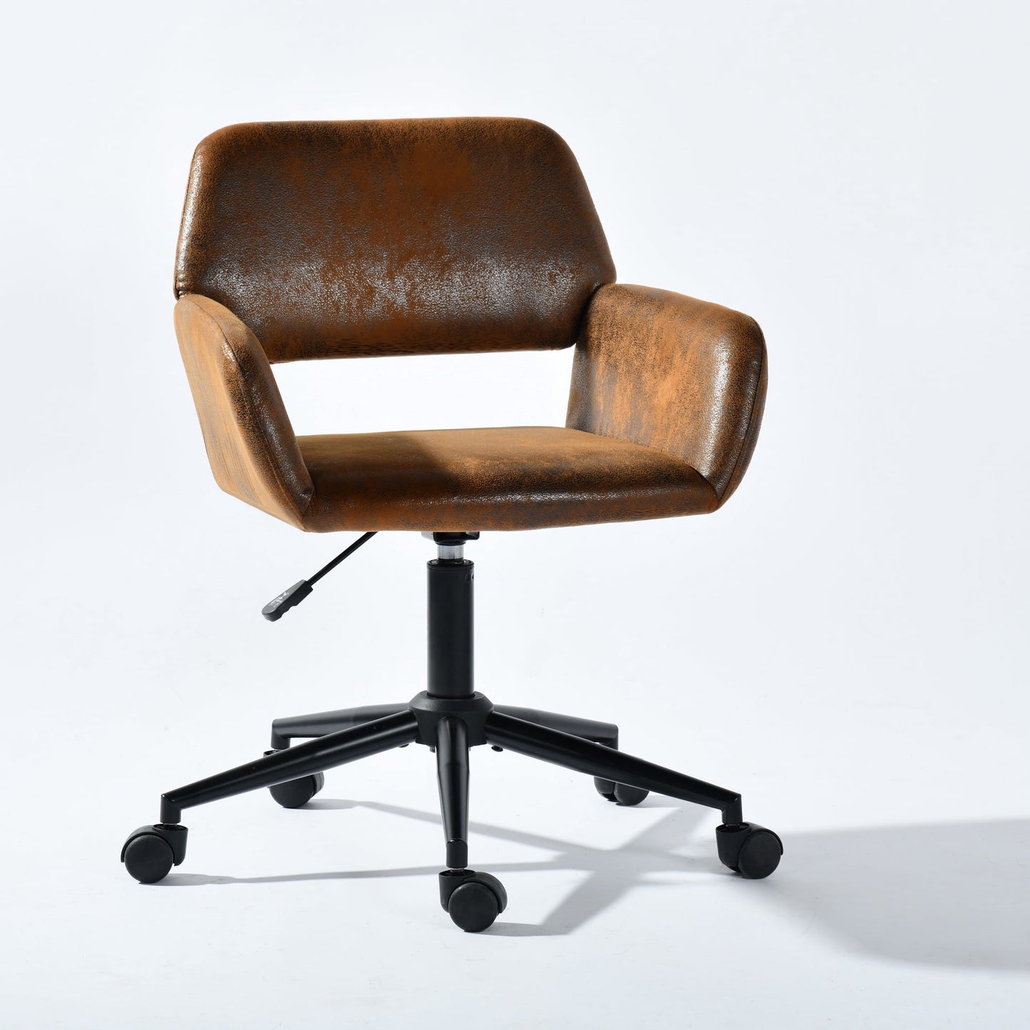 Homy Casa Swivel Office Chair, Adjustable Rolling Desk Chair for Meeting, Vanity or Meeting, Brown