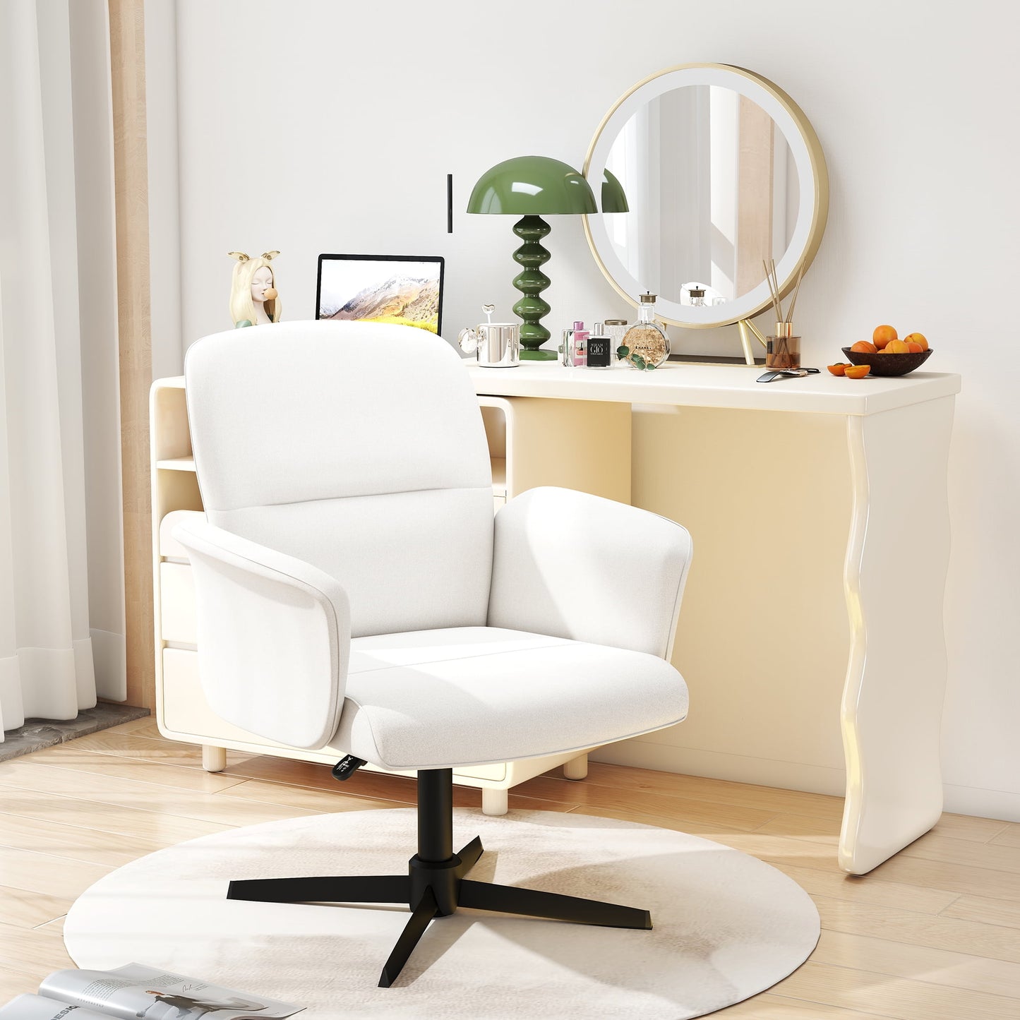 Homy Casa Silla de Escritorio de Oficina, Sillas de Computadora Giratorias Ajustables en Altura con Cruce, Sillón Marrón