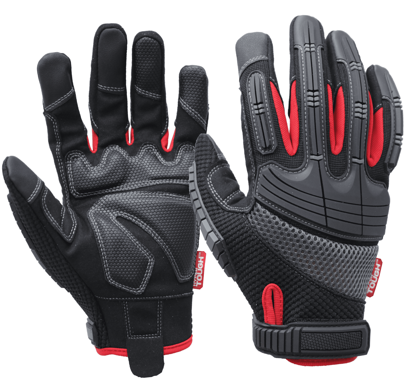 Hyper Tough High Performance Black Synthetic Leather Mechanic Gloves, Men's Medium